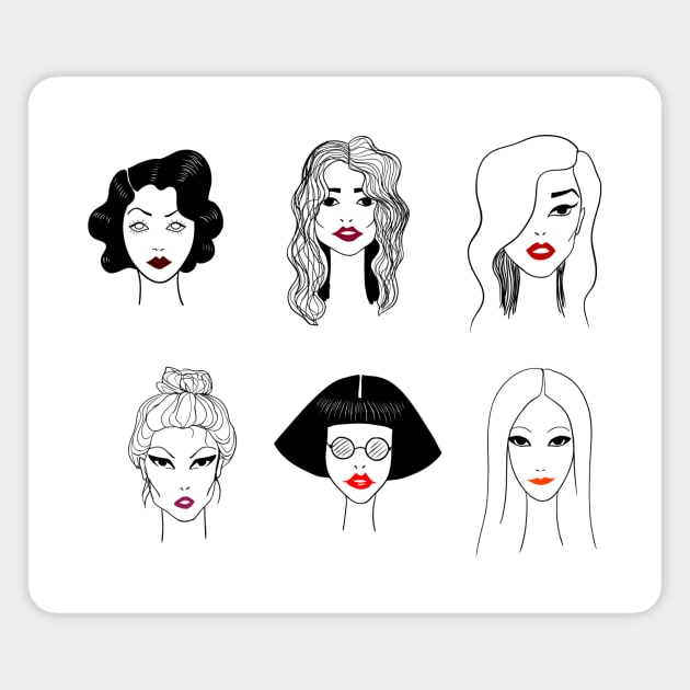 Girls with red lips (lipstick) Magnet by fears